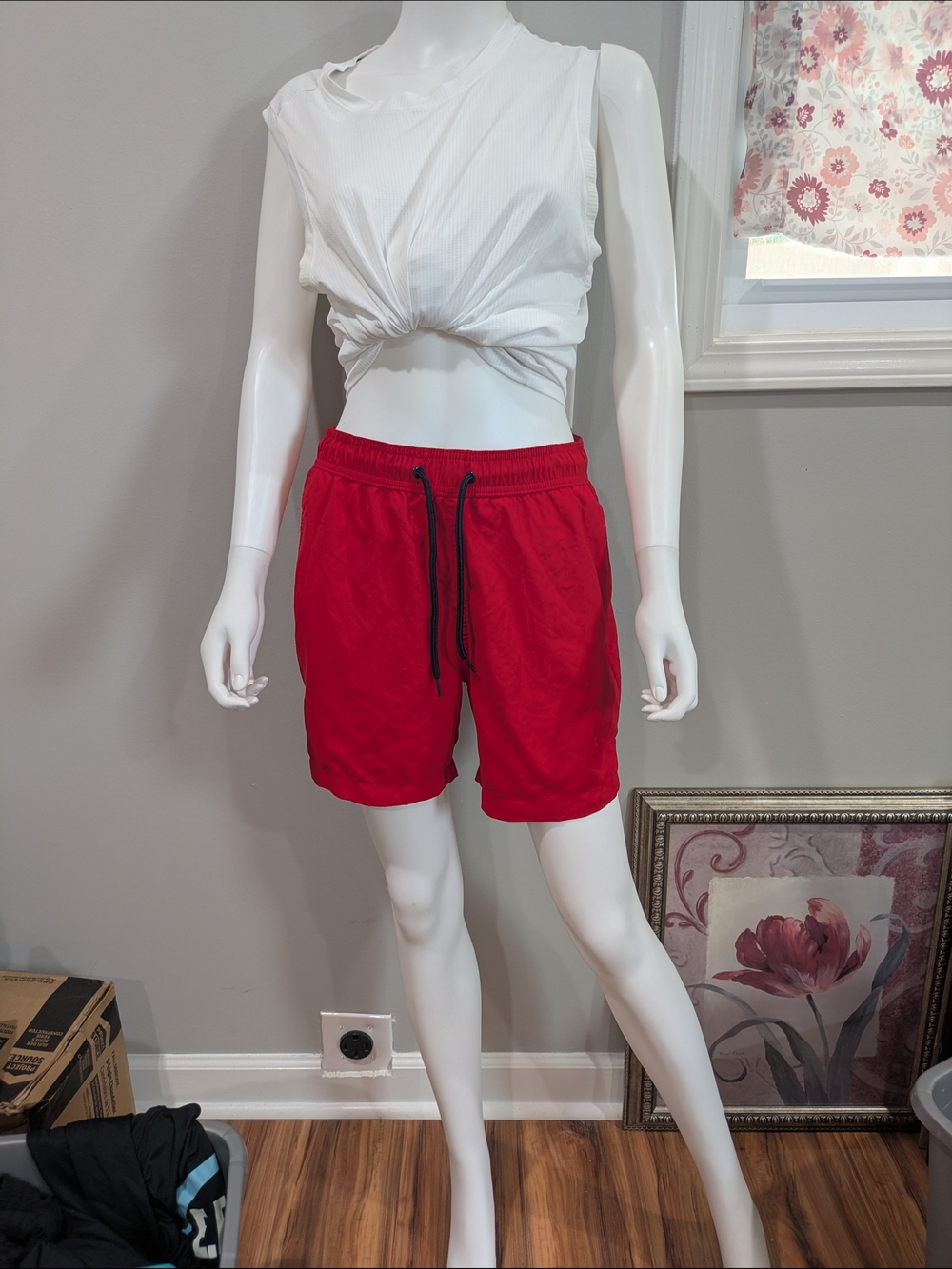 George Red Athletic Shorts with Drawstring